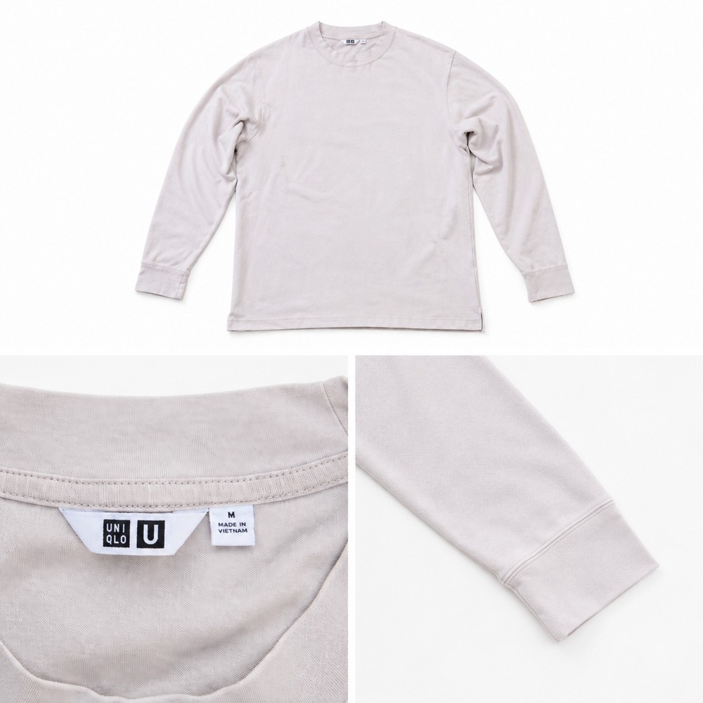 Uniqlo Men's Long Sleeve T-shirt Medium Beige